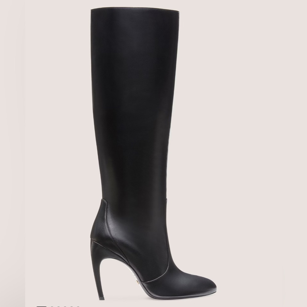 Stuart Weitzman Women Luxecurve 100 Slouch Boot US 7.5 Black Leather